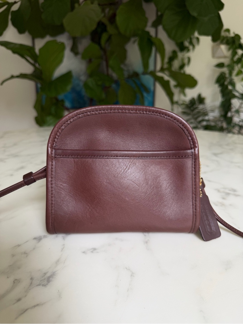 Coach Vintage Abbie 9017 Mahogany Brown Leather Zip Crossbody Bag 90s USA